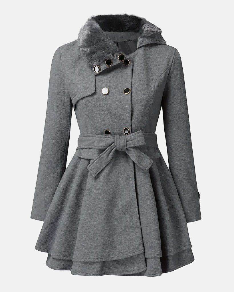 Lucie | Trench-coat élégant avec fourrure végane