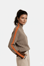 Clémence | Pull à col montant avec des rayures contrastées saisissantes
